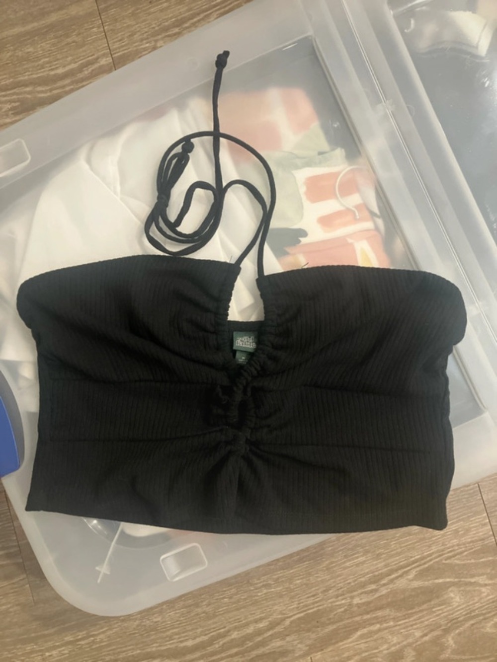 wild fable Black Ribbed Halter Top
